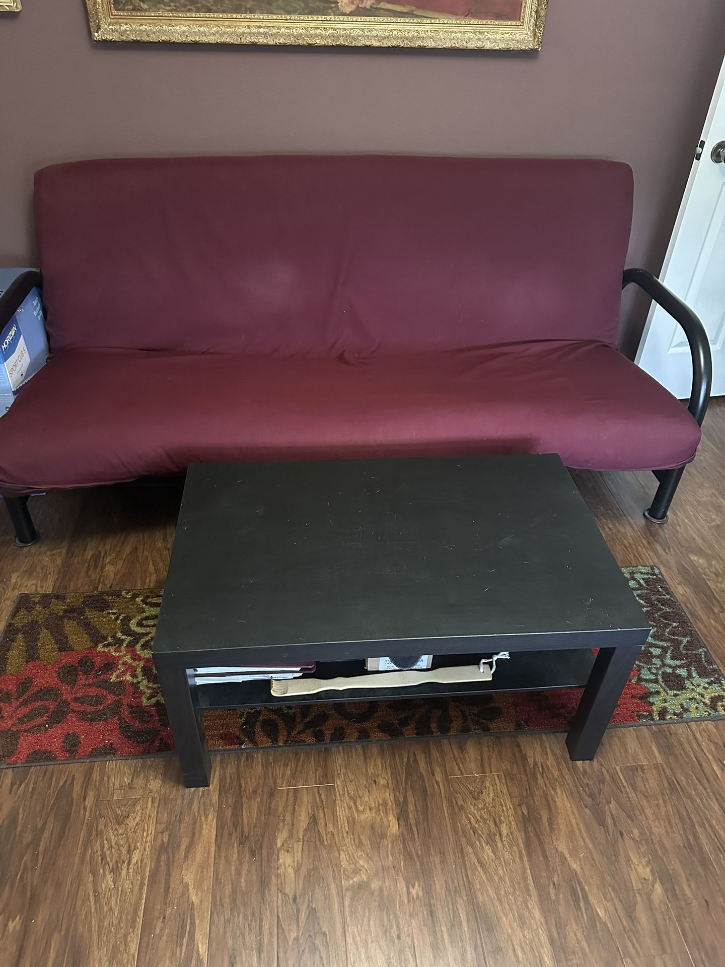 Futon Frame / Mattress And Coffee Table