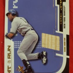 DEREK JETER  2002 FLEER HIT & RUN GAME USED BAT CARD
