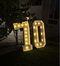 4 Ft Light-Up Marquee Numbers – 7 & 0 – $25 Each / $40 for Both