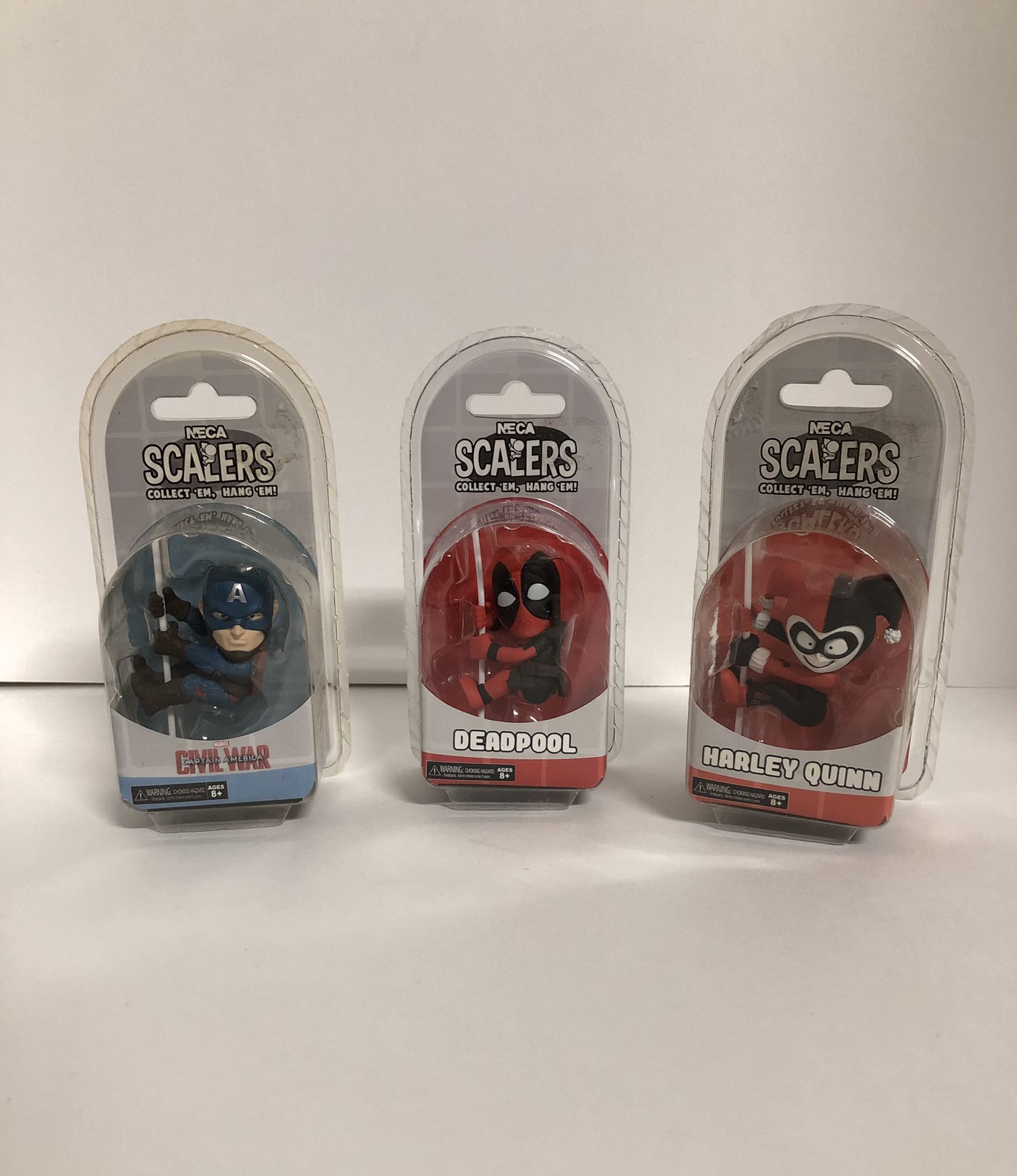 Neca Scalers Lot Of 3 Figures Captain America Deadpool Harley Quinn