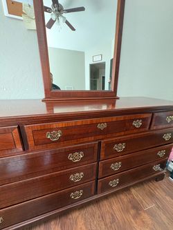 Wood Dresser with Mirrow and nightstand