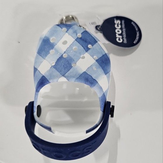 New Bath And Body Works Gingham Blue & White Crocs pocketbac hand sanitizer holder