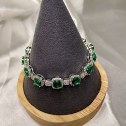 Emerald Green Cubic zirconia tennis bracelet