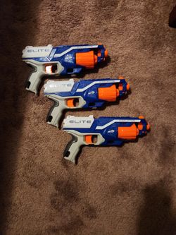 3 Nerf Disruptor Elite Blaster - 6-Dart Rotating Drum, Slam Fire