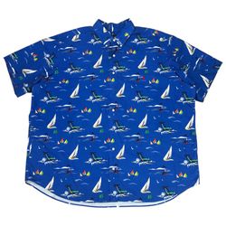 Polo Ralph Lauren Button Up Shirt 3XLB 3XL BIG Blue Sailboat Oxford Short Sleeve