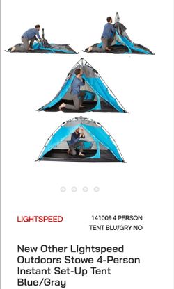 Tent, 4-Person Instant Set-Up, Brand New Lightspeed Stowe single wall