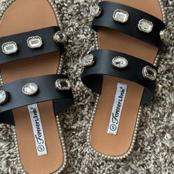 Black Jewel Sandals