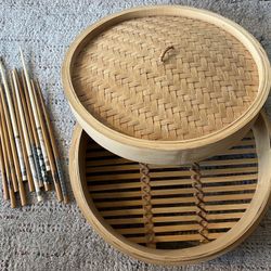 Bamboo Steamer & Chopsticks