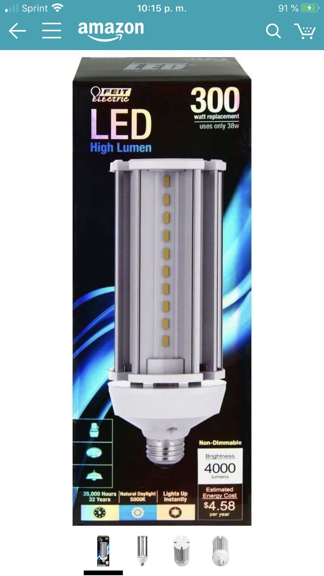 Feit Electric C4000/5 K/LED 38 Watt, intensidad no regulable foco LED Granero Luz
