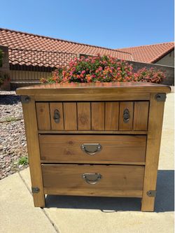 SUPER SALE!! TODAY ONLY!! Rustic Wood 3-Drawer Nightstand With electrical outlet for phone charger  (Read Description)