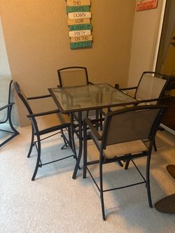 Patio Outdoor Bar Height Table 4 Chairs