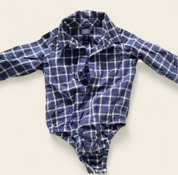 Baby gap cotton bodysuit blue/white checkered 6-12 mos