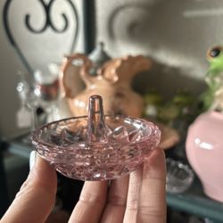 Vintage Pink Glass Ring Holder 
