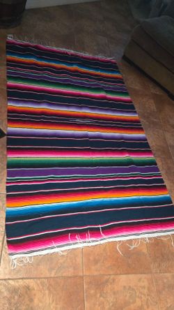 Mexican Serape style woven blanket/throw rug 80"x49 approximately