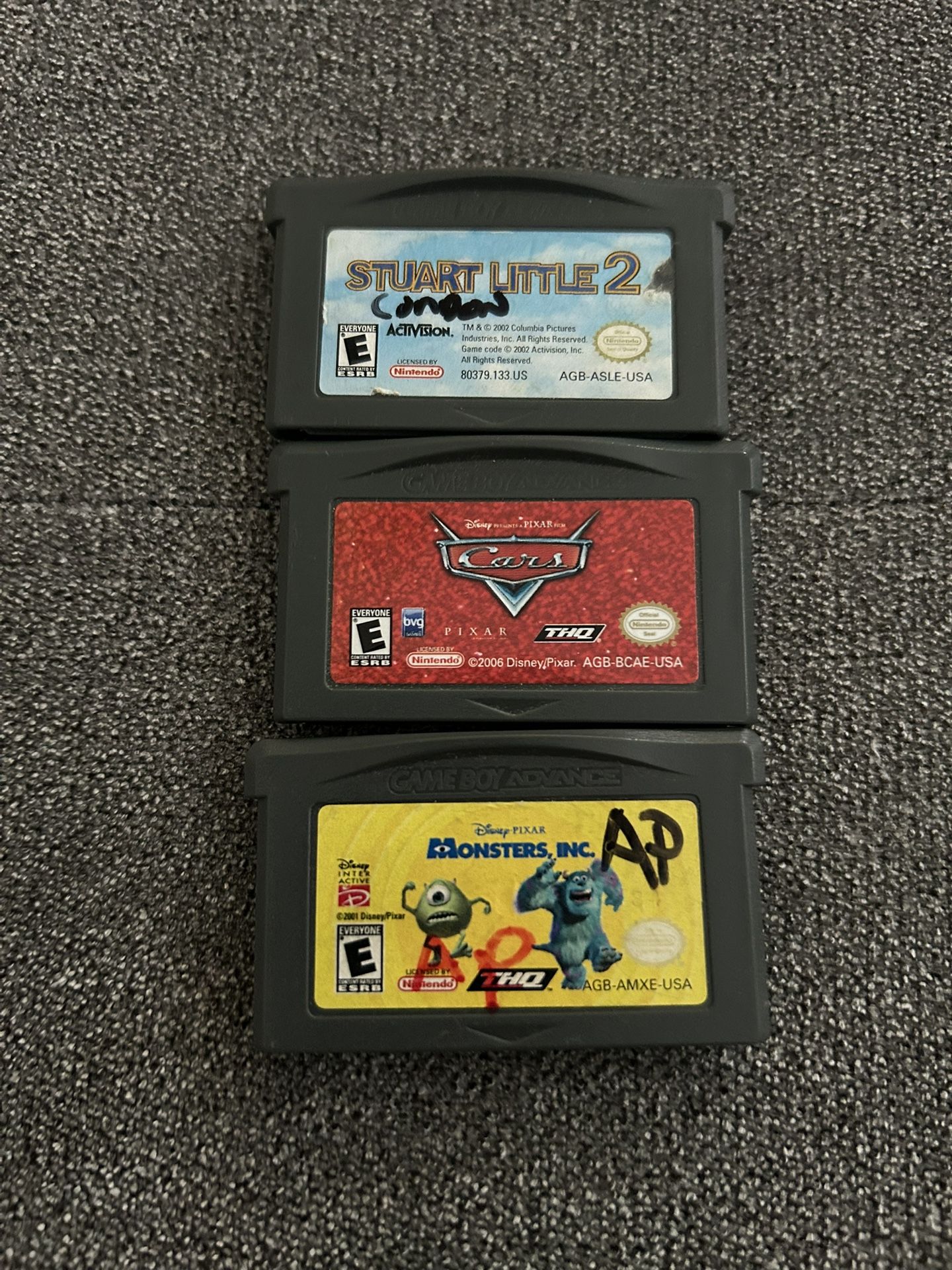 Cars & Monsters, Inc. & Stuart Little 2 (GBA Gameboy advanced)