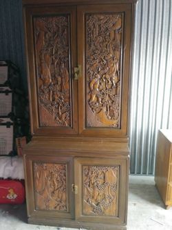Amazing Antique hand carved asian wine cabinets set of 4