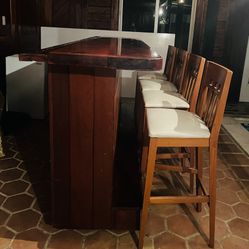 Teak Bar W/4 Barstools+Yard sale