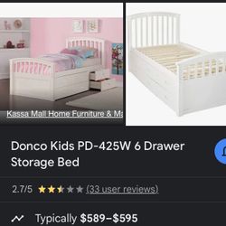 Donco Twin 6 Drawer Storage Bed