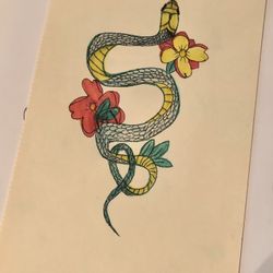 8.5x5.5 Inch Snake Illustration 