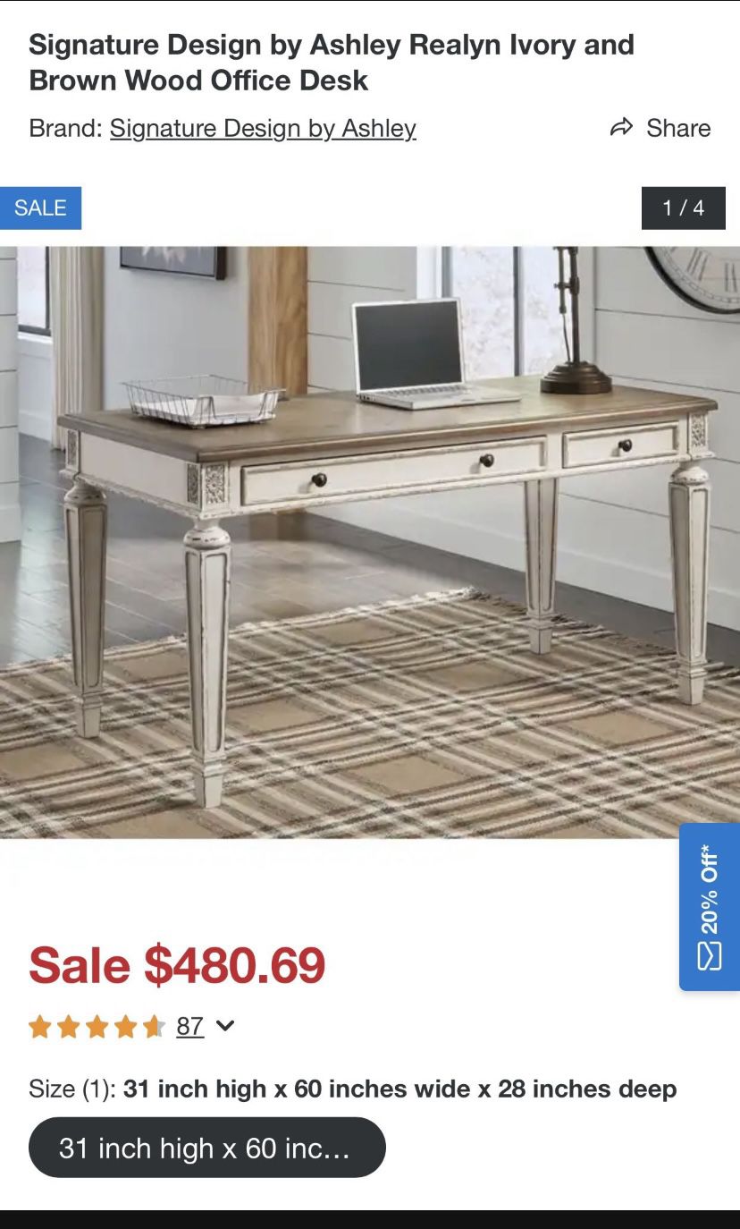 New Ashley Furniture Desk Paid 450. 