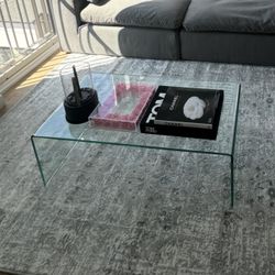 Modern Clear Tempered Glass Coffee Table 