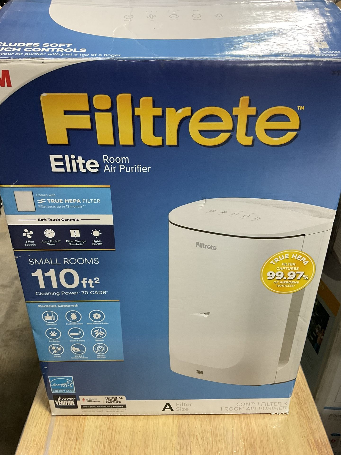 *NEW* Filtrete Elite Room Air Purifier 3-Speed 110-sq ft True HEPA Air Purifier 