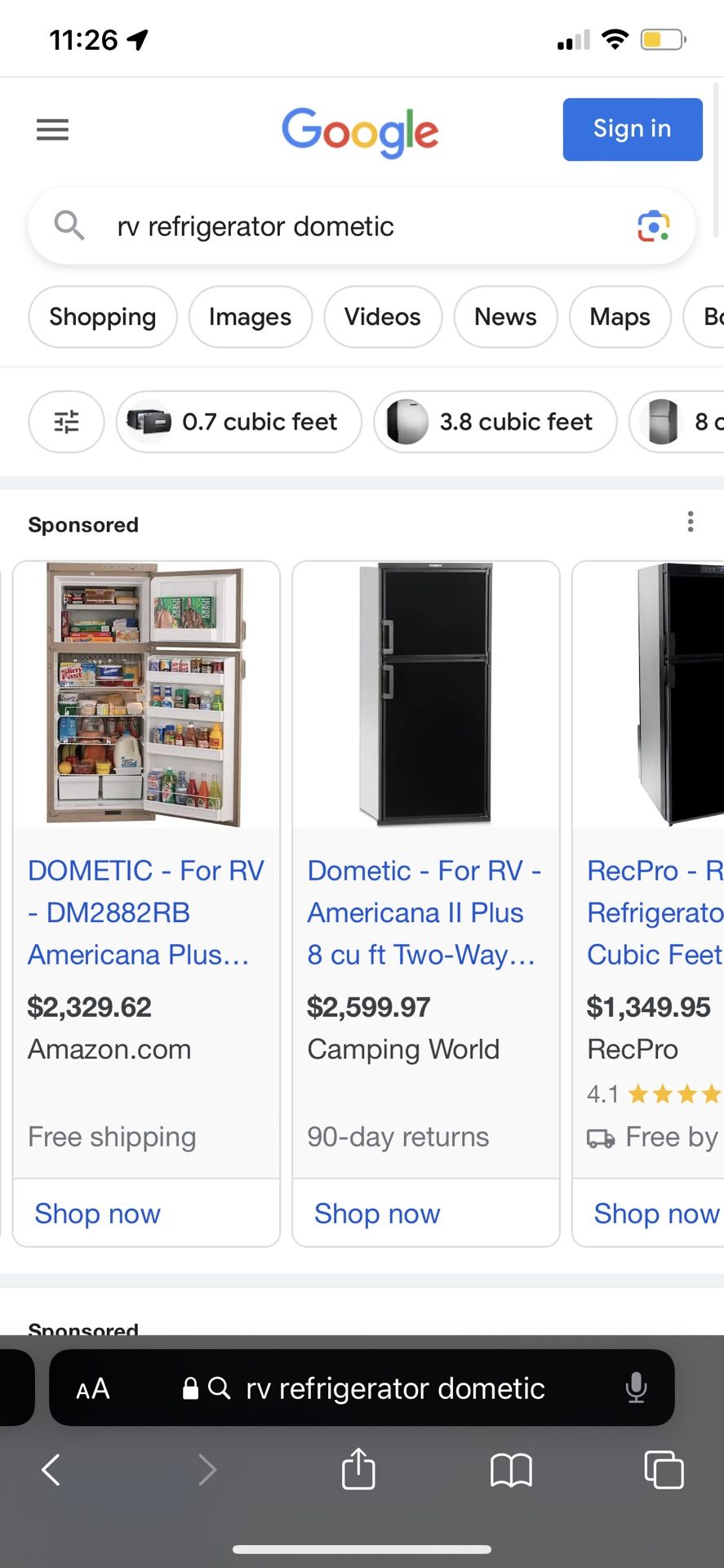 Domestic Refrigerator For A Camper Rv