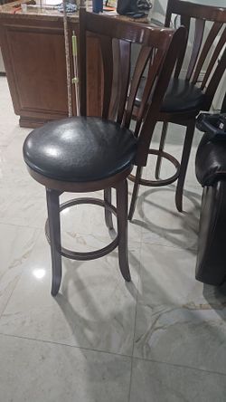 3 bar stolls 3 x 50 dollars brown  wood and leather