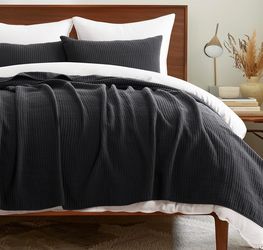 New EVERGRACEHOME Cotton Coverlet Set King Size, Lightweight Soft Ribbed Matelassé Bedspread Quilt
