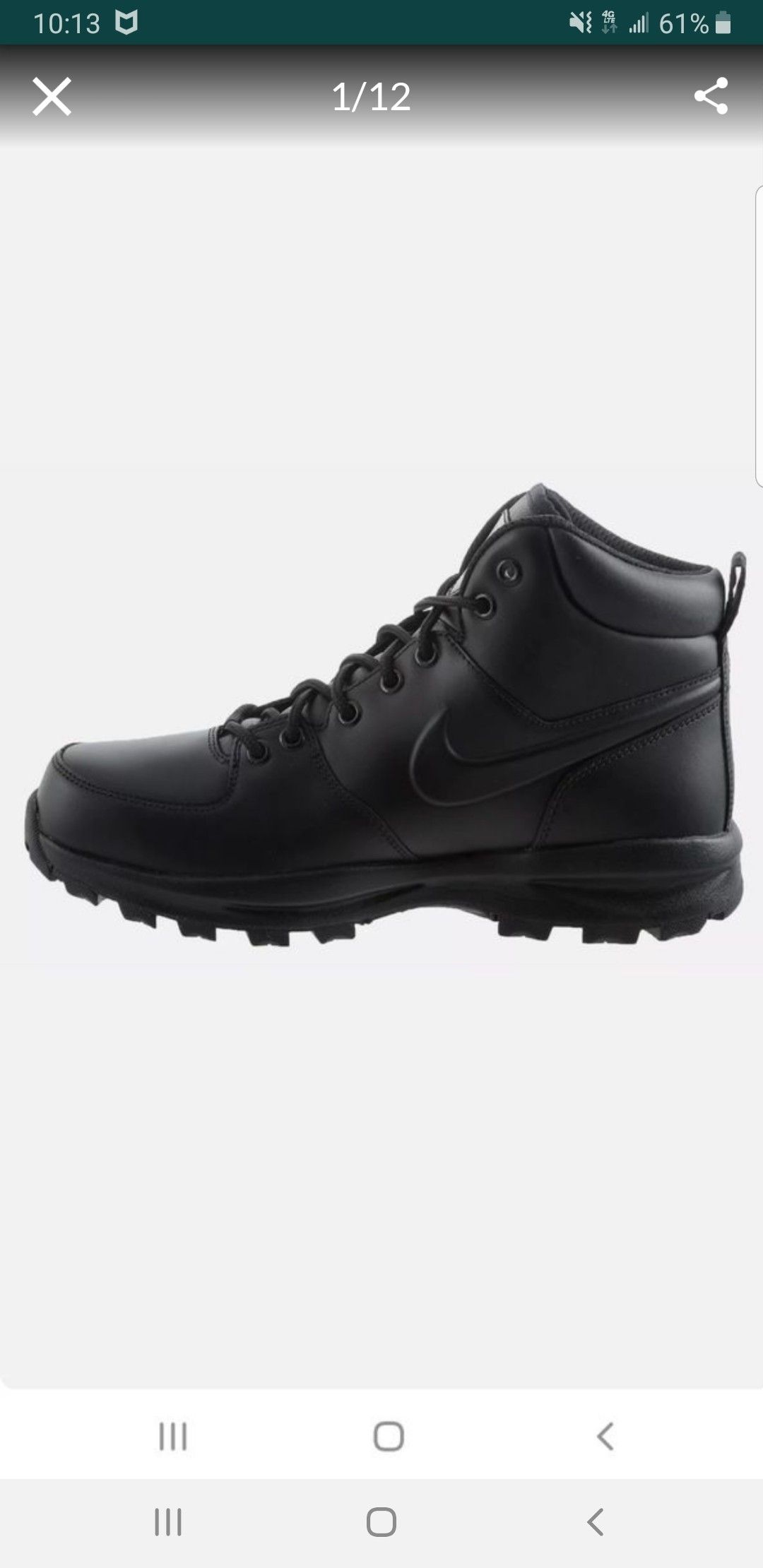 NIKE MANOA LEATHER WORK BOOTS MEN'S CASUAL WINTERIZED ACG TRIPLE SIZE 9 BLACK/BLACK HIGH TOP BRAND NEW WITH TAGS SERIOUS BUYERS ONLY