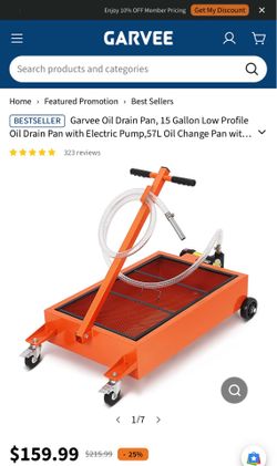 Garvee Oil Drain Pan, 15 Gallon Low Profile Oil Drain Pan with Electric Pump,57L Oil Change Pan