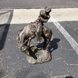 Cowboy & Horse Statue Remington The Rattler