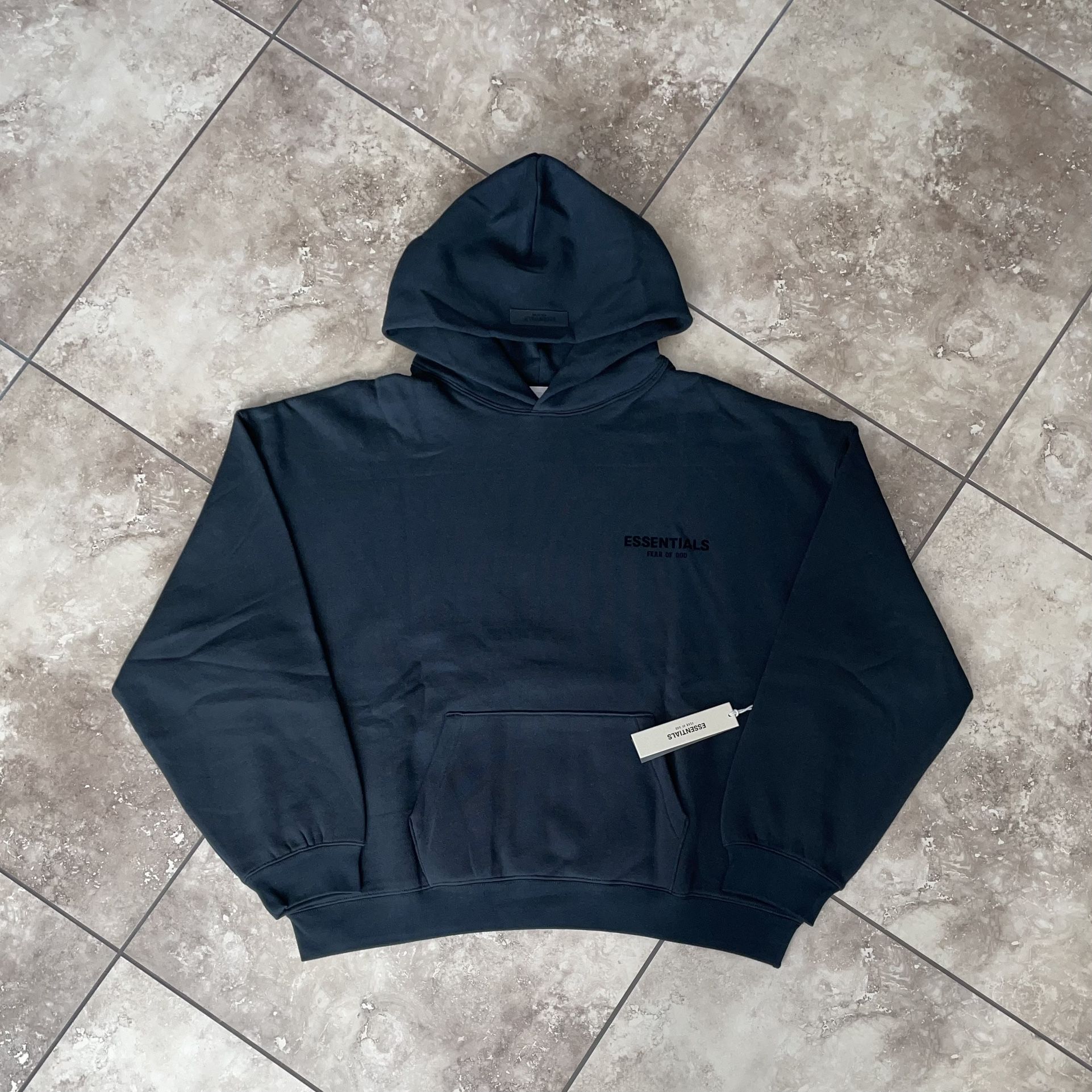 Fear of God Essentials Pullover Chest Logo Hoodie Stretch Limo/Black Size XL