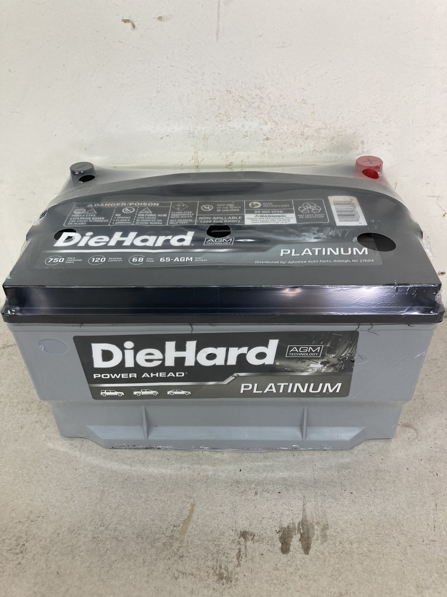 Car battery diehard platinum gel AGM heavy duty maximum power and performance size 65 for sale