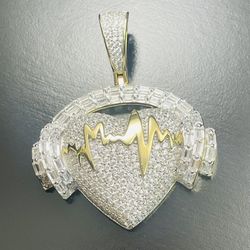 sterling silver 925 heart beat love head phones pendant 