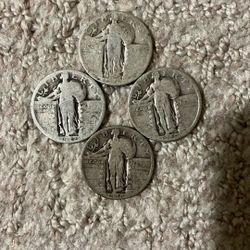 4x Standing Liberty Quarters 