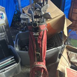 Vintage 49er Golf Bag With Clubs 