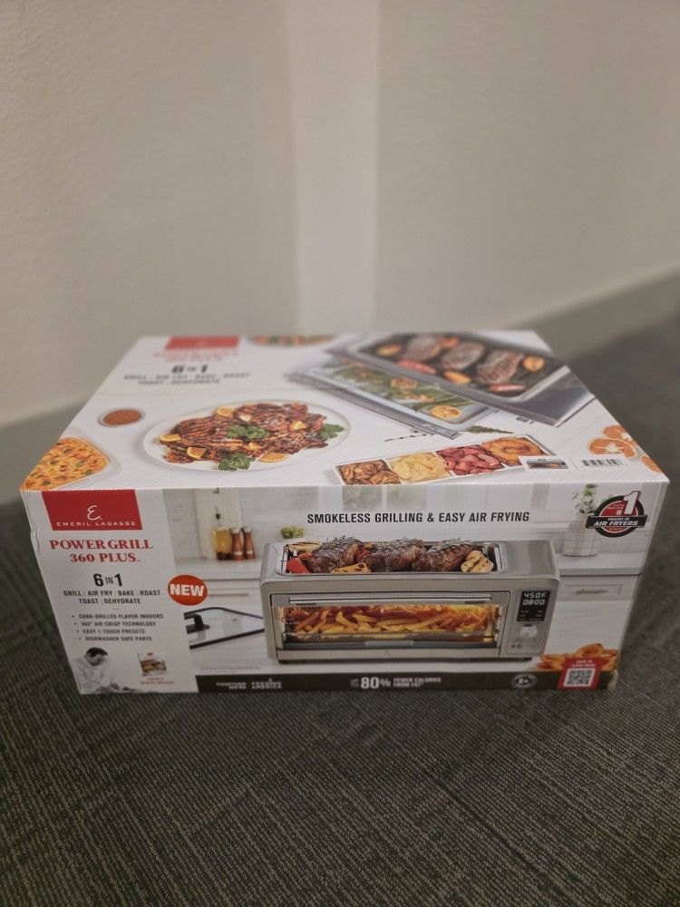 Emeril Power Grill 360 Plus, 6 n 1 Smokeless Grill and Air Fry Toaster Oven XL