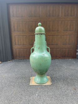 Vintage Moroccan distressed ceramic urn/vase 53in tall