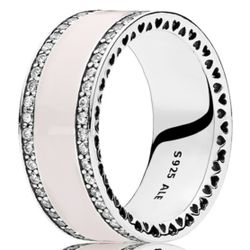 Pandora New Pink Enamel Ring With Sparkling Cz.
