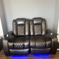 Luxurious Heated Theater Reclining Massage Loveseat/Chairs - Italian Leather - New - Paid $5k+