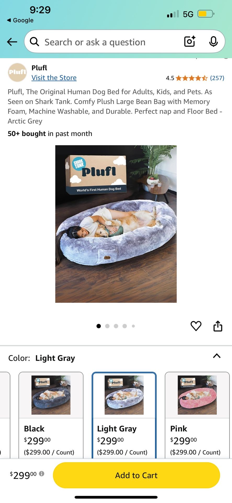 Plufl, The Original Human Dog Bed for Adults, Kids, and Pets. As Seen on Shark Tank