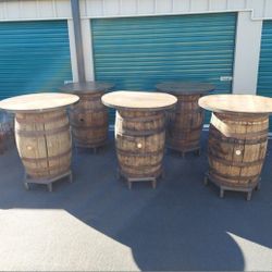 3 VINTAGE ANTIQUE BARRELS MADE INTO TABLES. READ COMMENTS. ONLY 3 LEFT. 