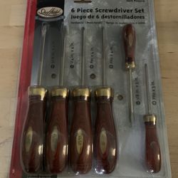 Screw Driver 6 Piece Set  Real Wood Handles