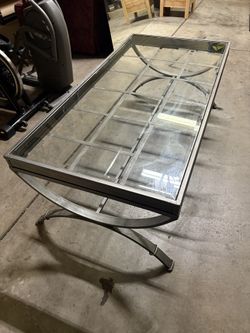 Glass And Metal Coffee Table