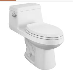 Colony 1-Piece 1.28 GPF Single Flush Elongated Toilet in White Seat Included