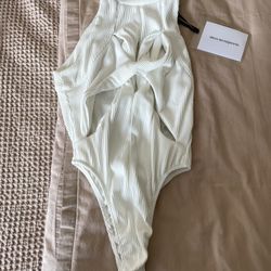 Manier DeVoir White Cutout Bodysuit 
