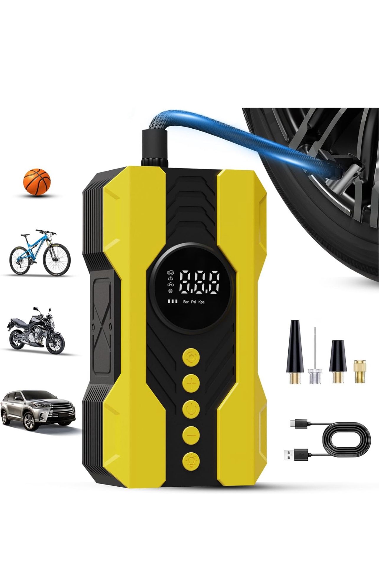 Tire Inflator Portable Air Compressor, 200PSI & 4X Faster Portable Tire Inflator