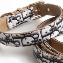 Dior Maroon Or Purplish & Gold Pet Collar