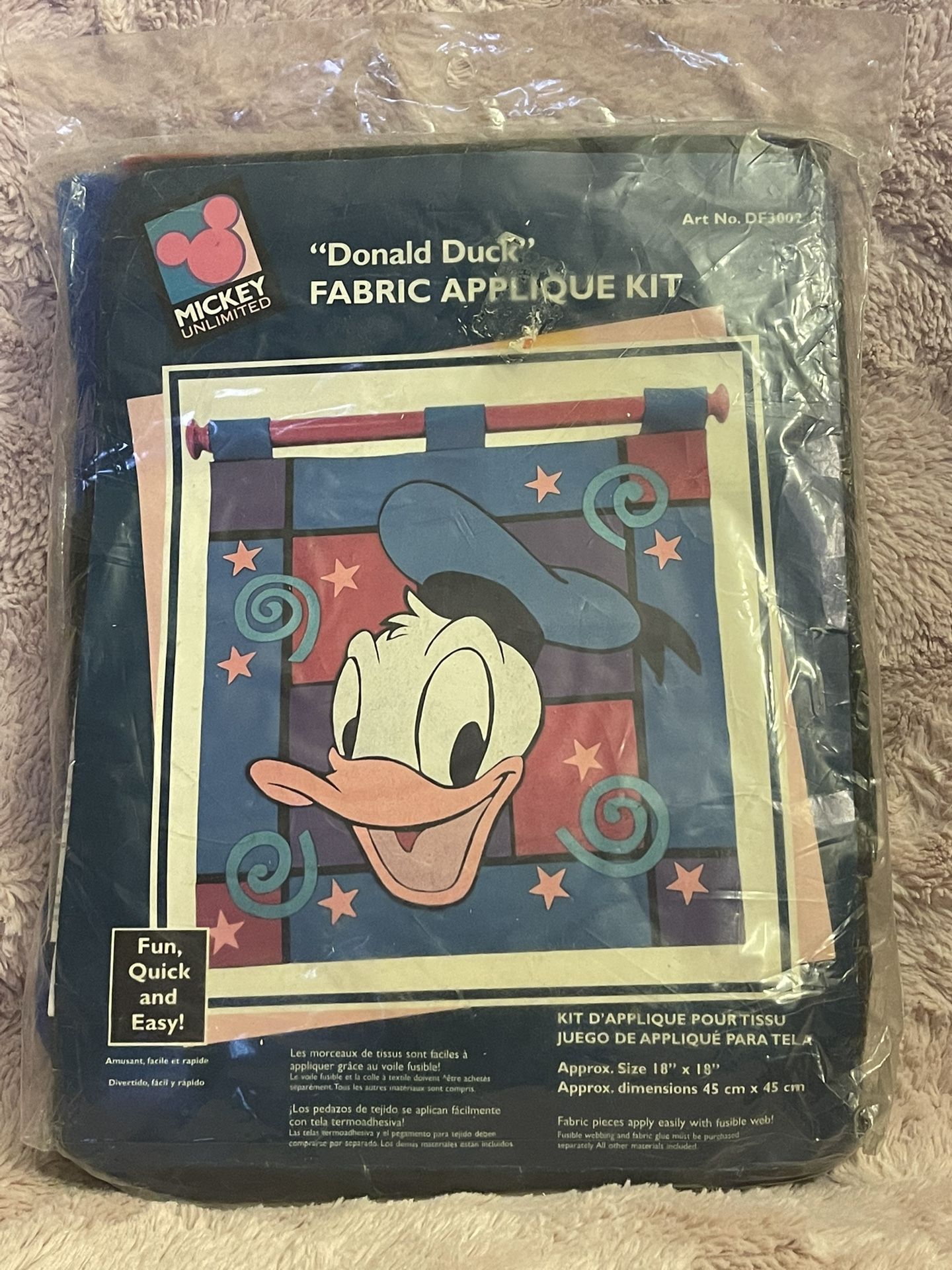 Disney Donald Duck Fabric Applique Kit New